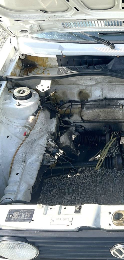 Compartiment moteur Volkswagen - avant/après décapage cryogénique — avant